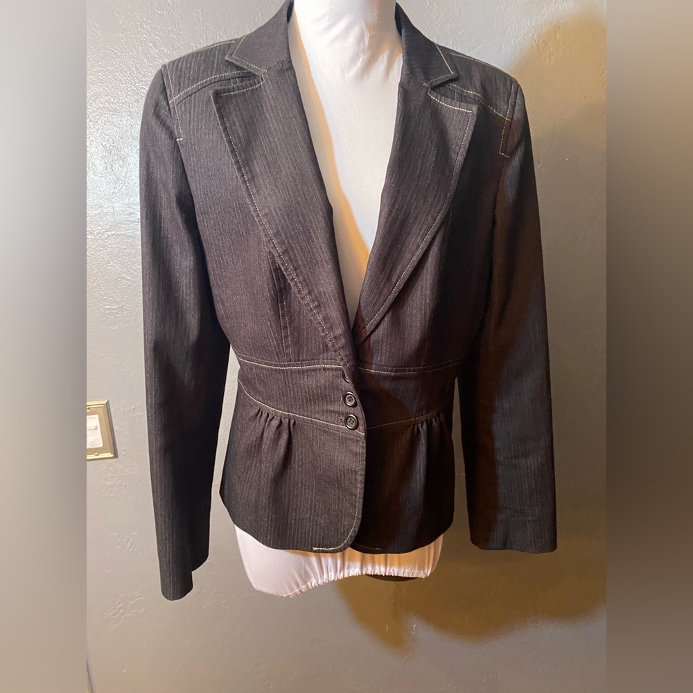 Ann Taylor Loft Black Jean Button Blazer